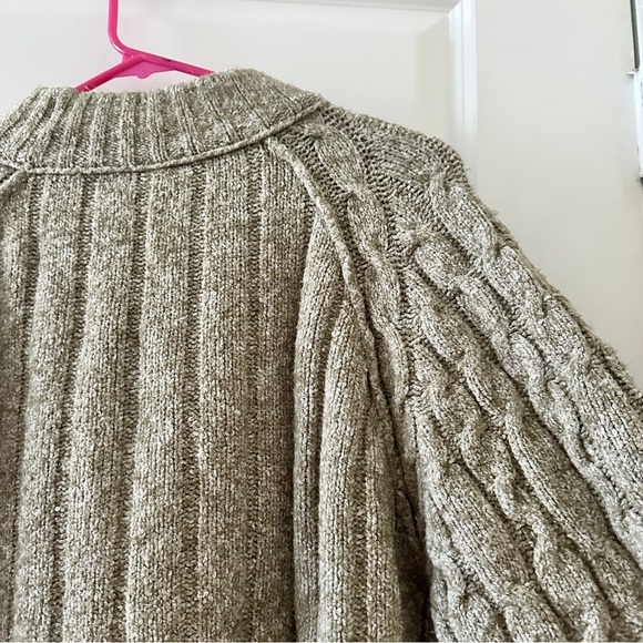 Free People Snow Bird Cable Knit Sweater Beige Tan Women’s Size Small Cabincore - Picture 10 of 16